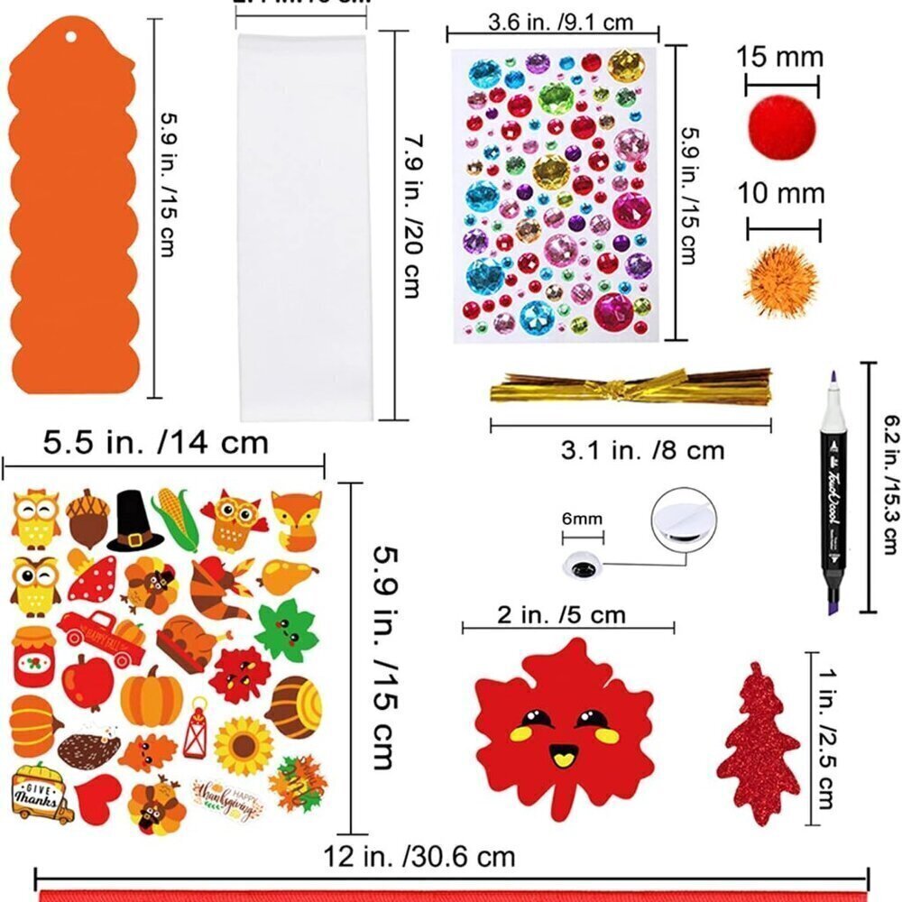 32 Sets Fall Crafts Kits DIY Fall Bookmarks Decorations Art Sets Maple Leaves Sm - Picture 2 of 2
